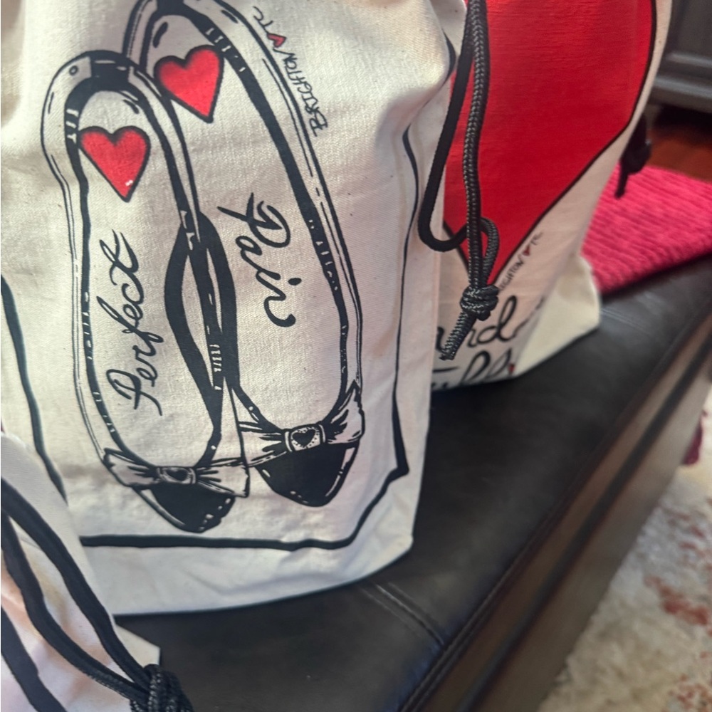 Brighton Heart and Shoe Print Drawstring Bags - Red, Black, White - Picture 5 of 6